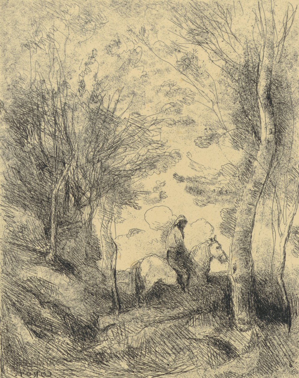 Suuri metsän ratsastaja tekijältä Jean-Baptiste-Camille Corot
