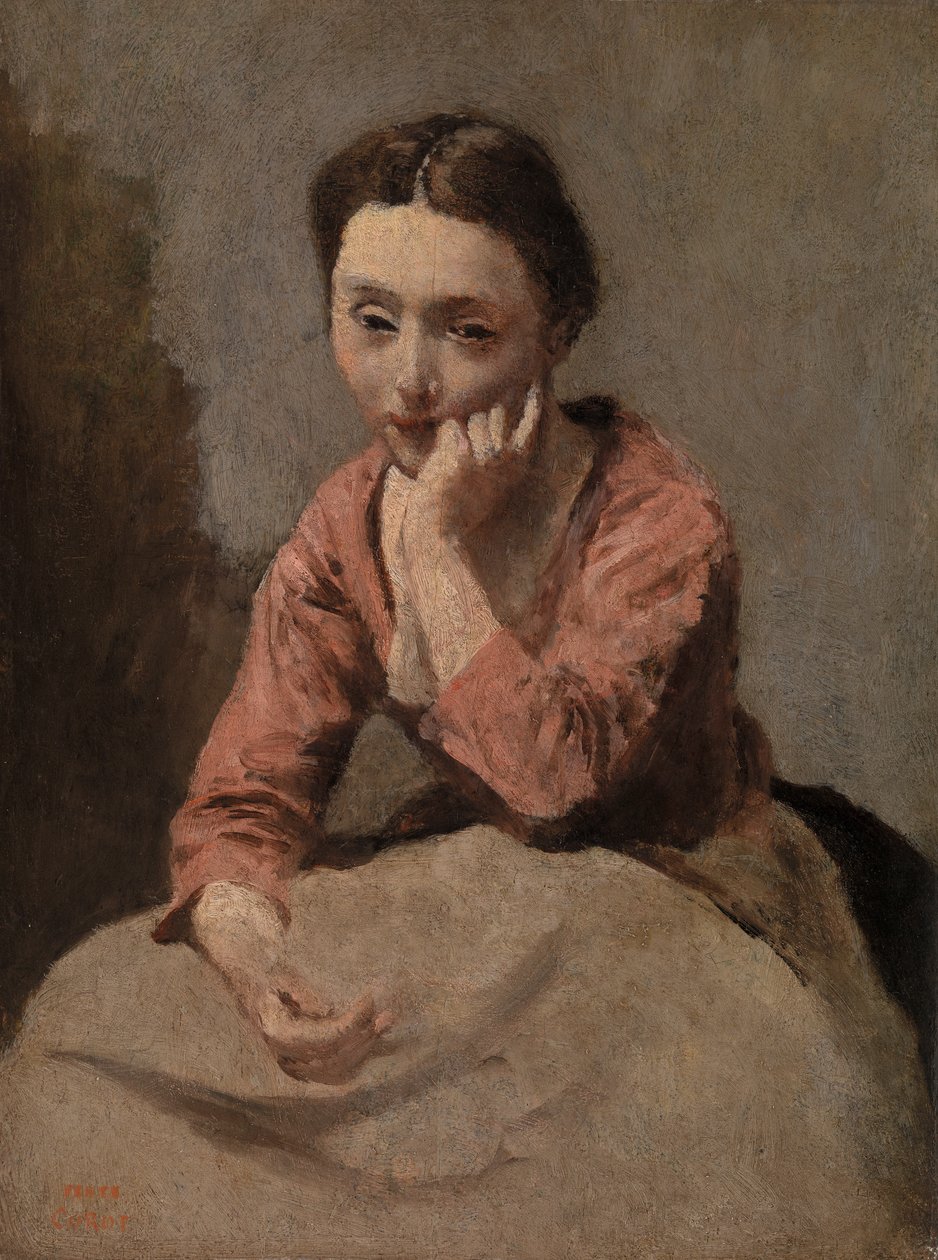 Mietteliäs nuori nainen (Jeune femme mietteliäs) tekijältä Jean-Baptiste-Camille Corot