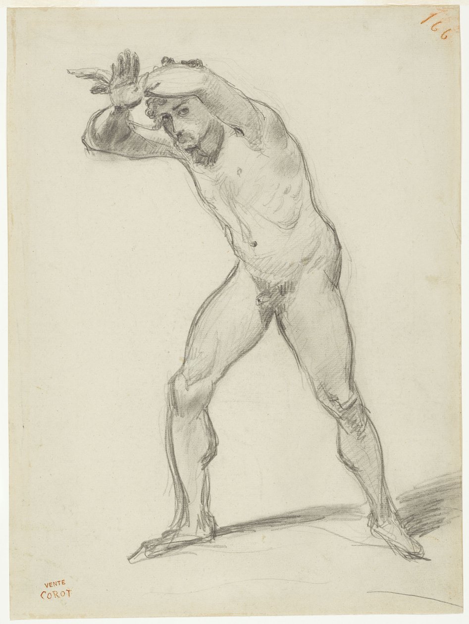 Seisova mies alaston tekijältä Jean-Baptiste-Camille Corot