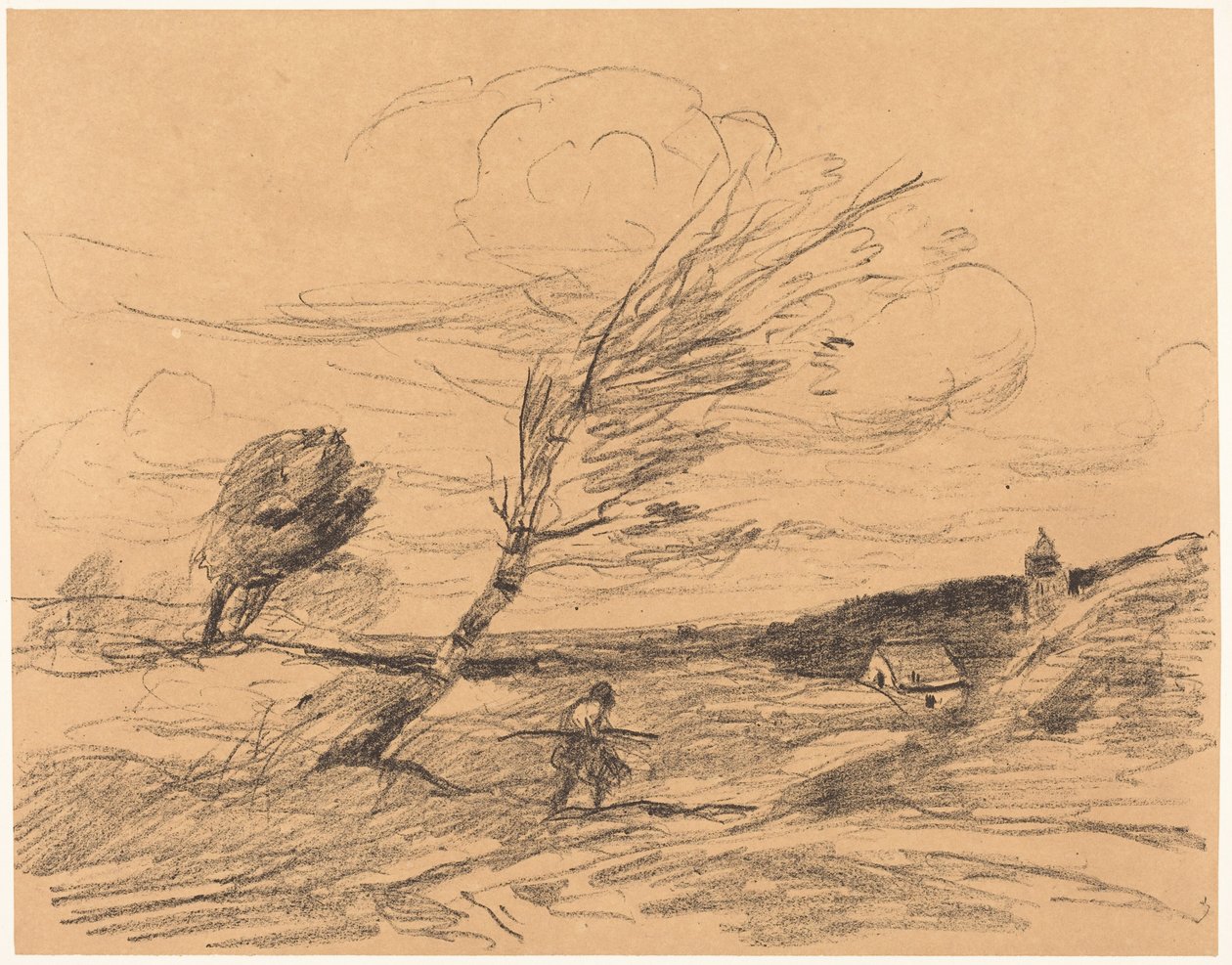 Tuulenpuuska (Le Coup de vent) tekijältä Jean-Baptiste-Camille Corot