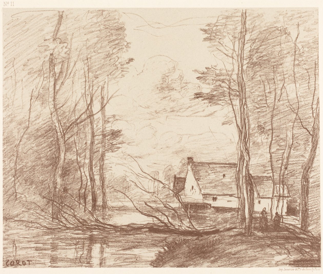 Cuincyn mylly, Douain lähellä (Le Moulin de Cuincy, lähellä Douai) tekijältä Jean-Baptiste-Camille Corot