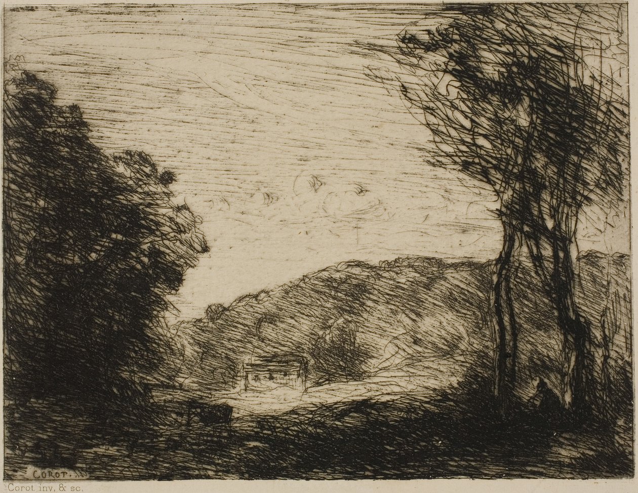 Metsäinen maaseutu tekijältä Jean-Baptiste-Camille Corot