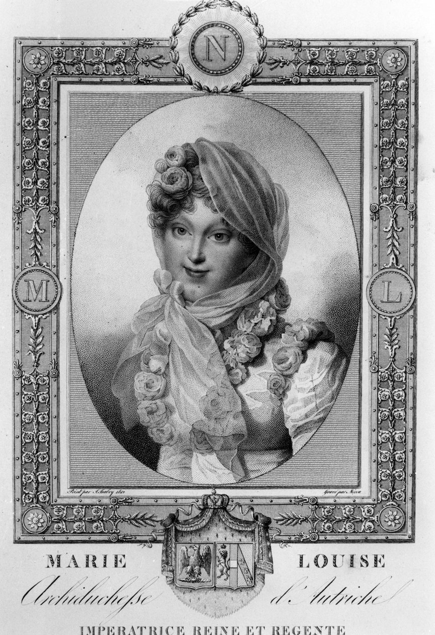 Marie-Louise Itävalta (1791-1847) Napoleon I:n, Ranskan keisarin vuosina 1810-1814, toinen vaimo (kaiverrus) tekijältä Jean Baptiste (after) Isabey