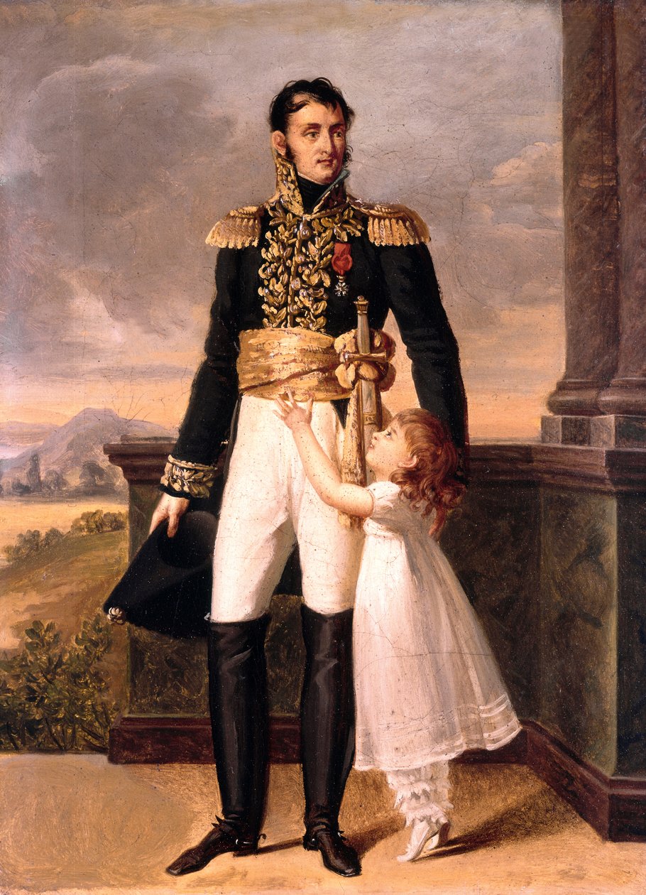 Kenraali Junot ja hänen tyttärensä Josephine, n. 1805 (maalaus) tekijältä Jean Baptiste (attr. to) Isabey