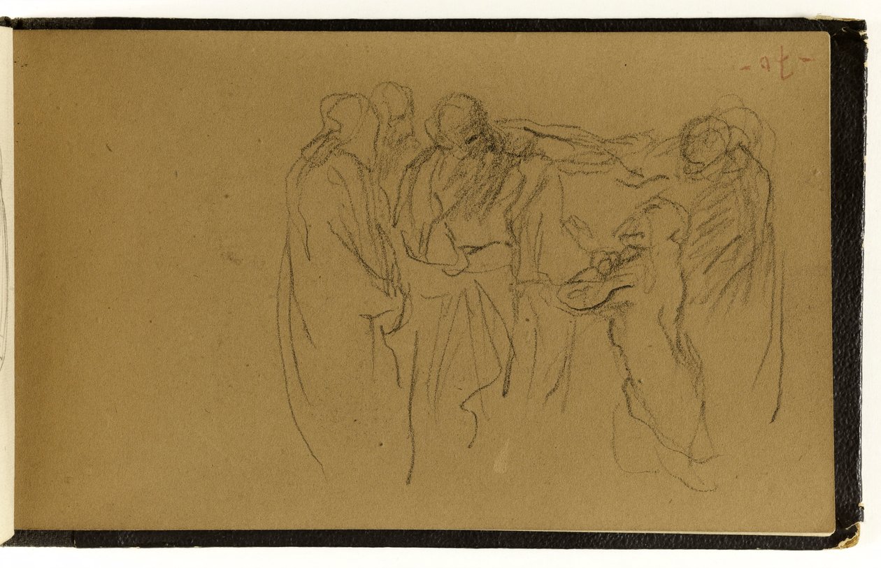 Studie einer Versammlung von Personen, von denen eine kniet (S. 70 des Albums) tekijältä Jean-Baptiste Carpeaux