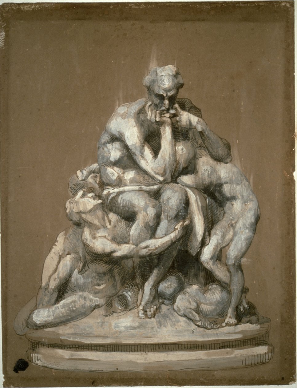 Tutkimus veistokselle "Ugolino ja hänen lapsensa" tekijältä Jean Baptiste Carpeaux