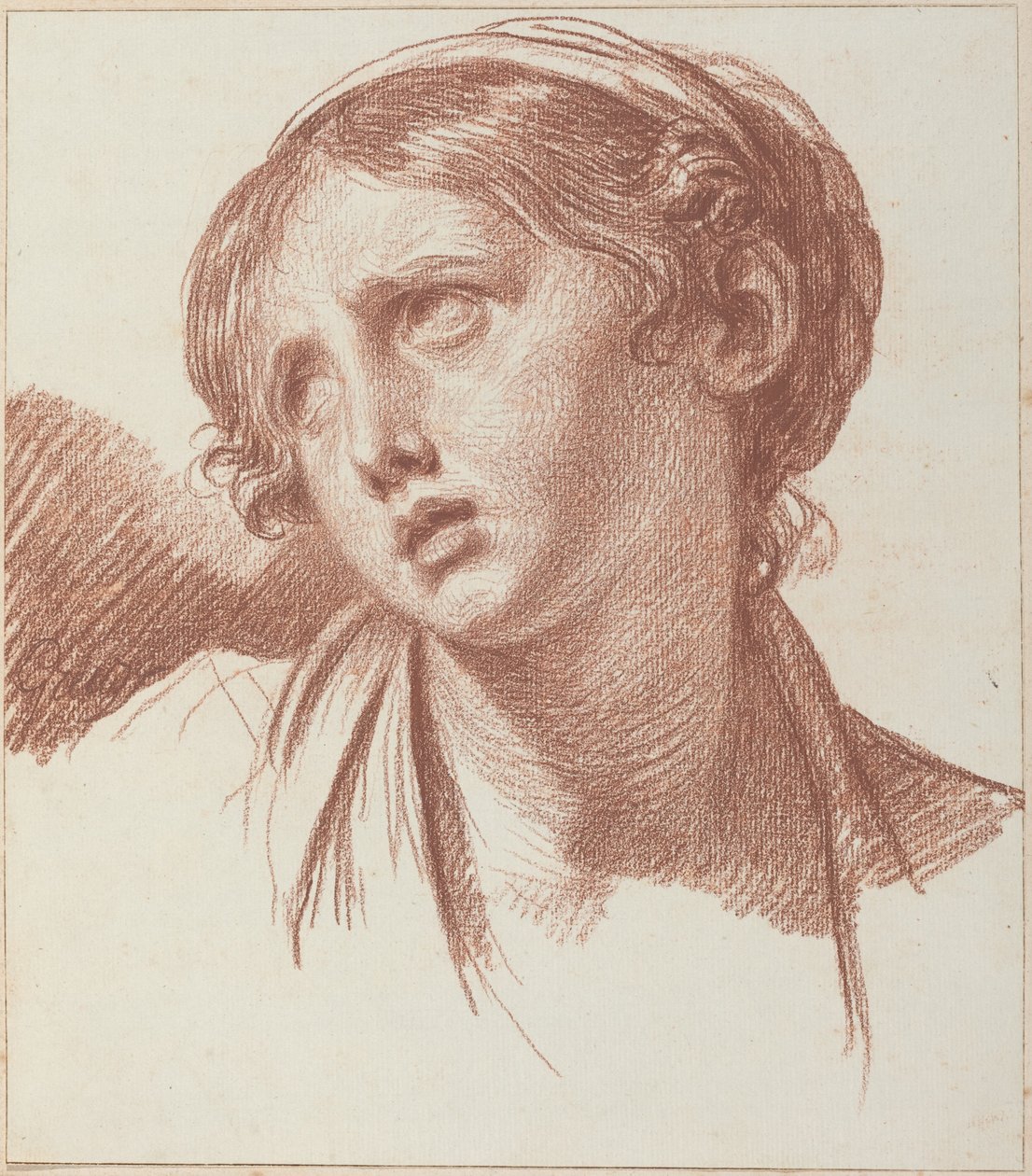 Nuori tyttö, joka katsoo ylöspäin tekijältä Jean-Baptiste Greuze