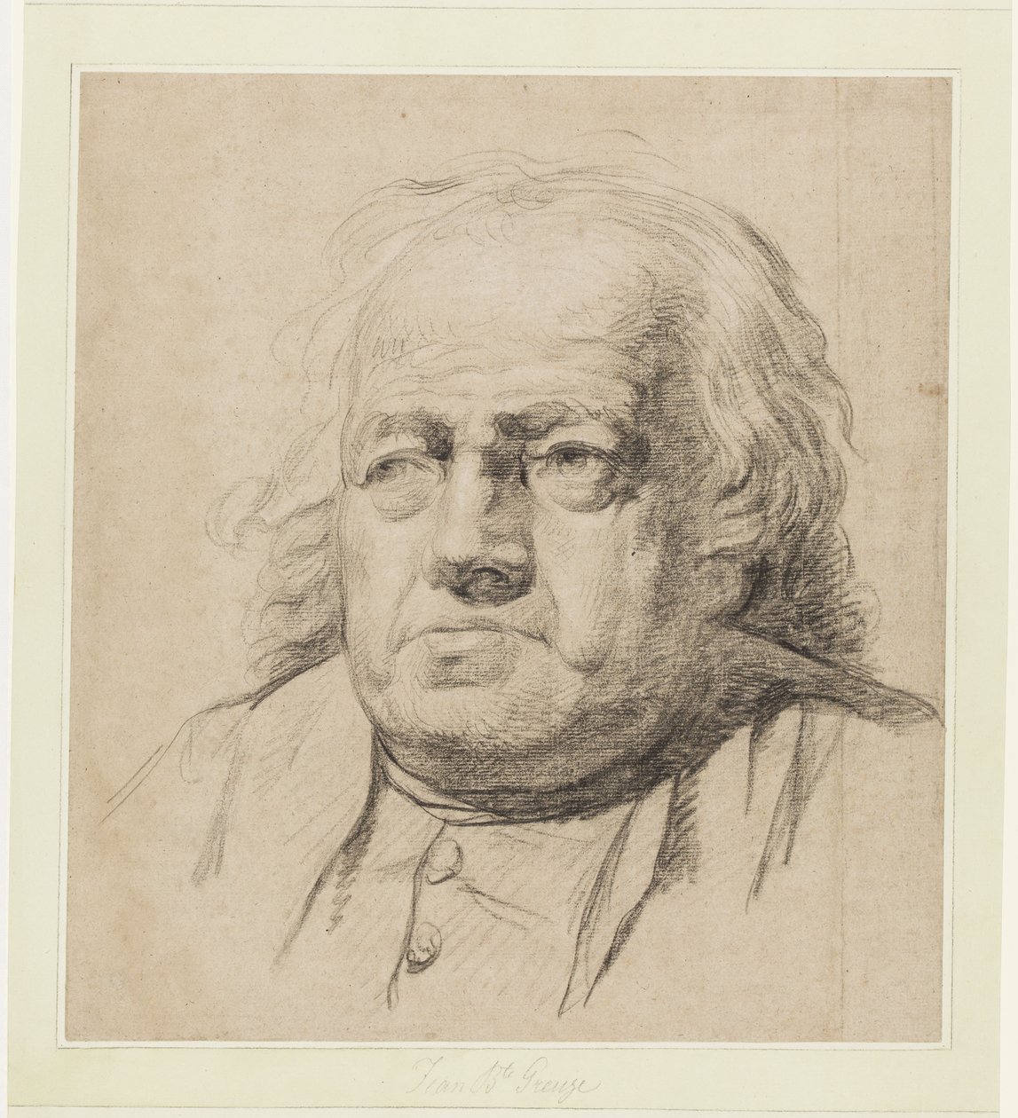 Vanhan miehen puolipituinen muotokuva tekijältä Jean-Baptiste Greuze