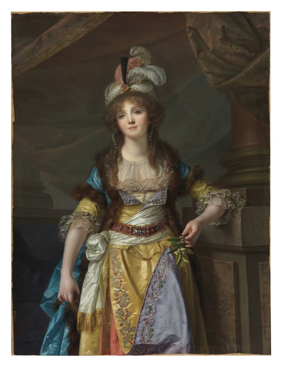 Turkkilaiseen naamiaisasuun pukeutuneen naisen muotokuva tekijältä Jean-Baptiste Greuze