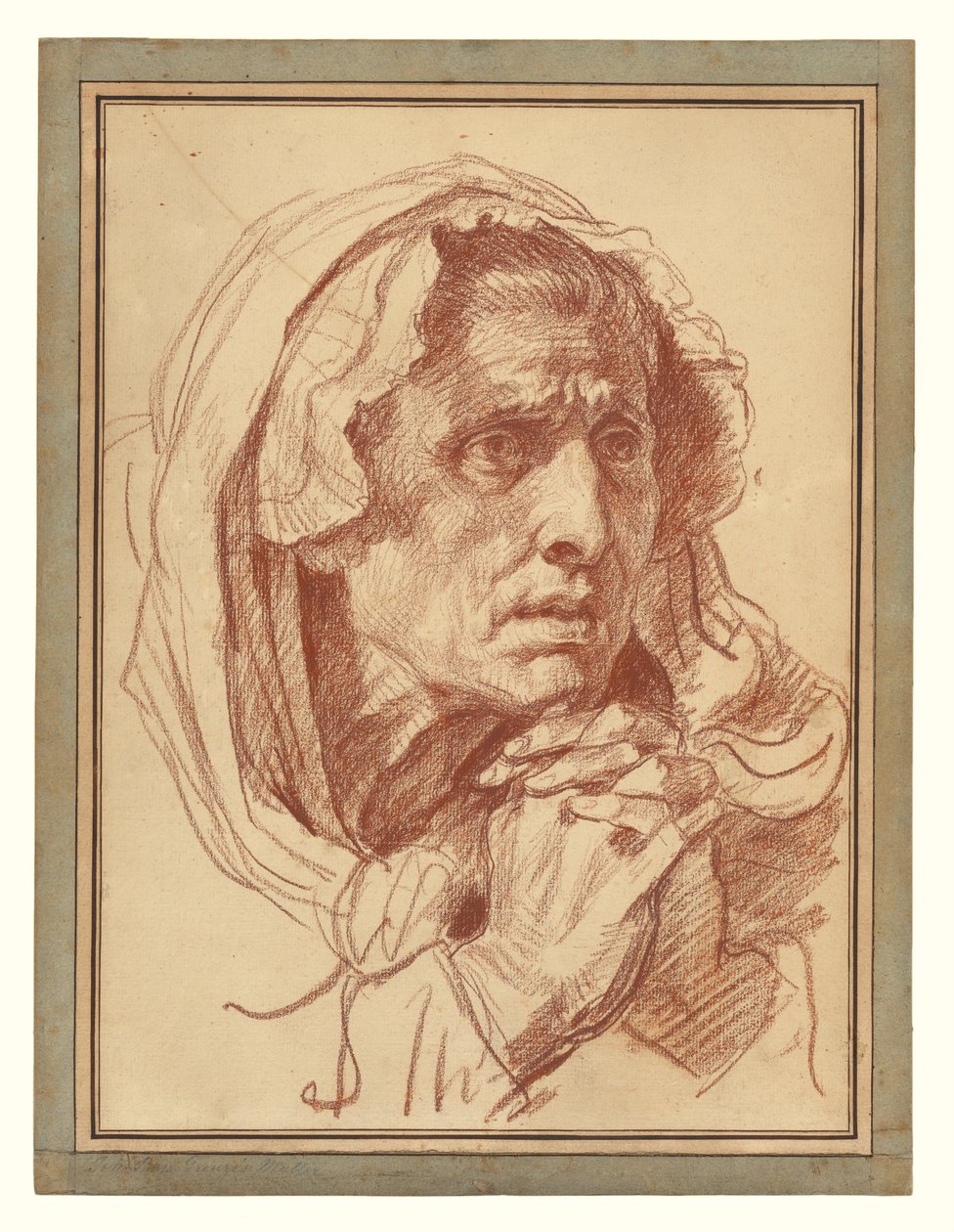 Vanhan naisen pään tutkimus tekijältä Jean-Baptiste Greuze