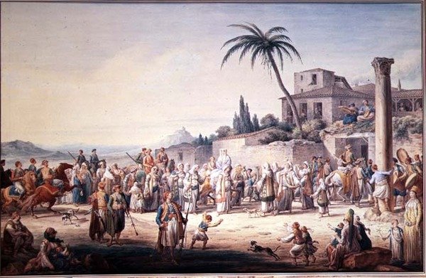 Avioliitto Ateenassa, n. 1776 tekijältä Jean Baptiste Hilair