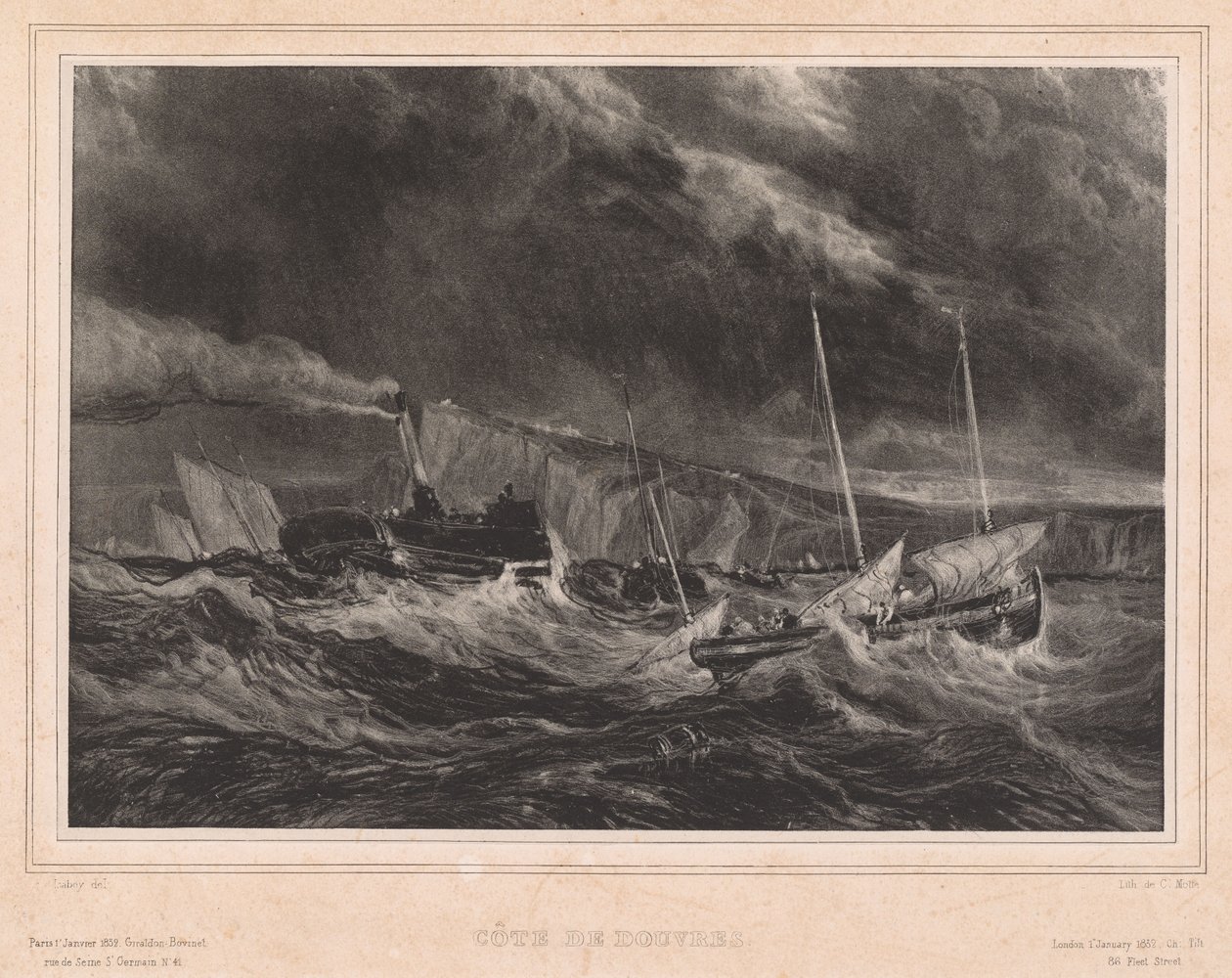 Doverin rannikko tekijältä Jean-Baptiste Isabey