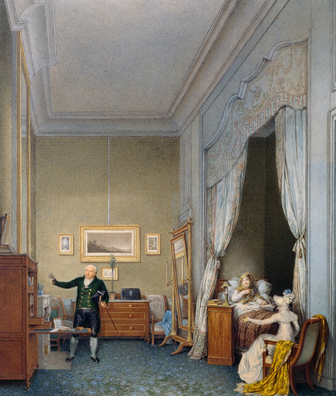 Maria Luigia huoneessa Tuileriesissa Rooman kuninkaan syntymän jälkeen tekijältä Jean Baptiste Isabey