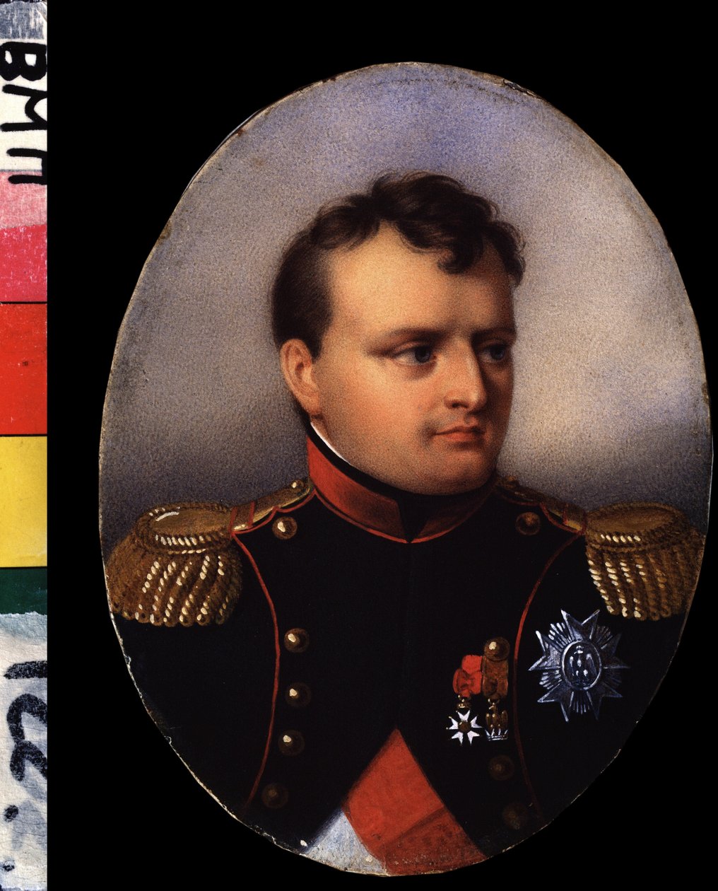 "Keisari Napoleon I Bonaparten (1769-1821) muotokuva" Jean Baptiste Isabeyn (1767-1855) akvarelli- ja guassimaalaus 1800-luvun alun venäläisen kirjallisuuden instituutti IRLI (Pushkin-talo), Pietari tekijältä Jean Baptiste Isabey