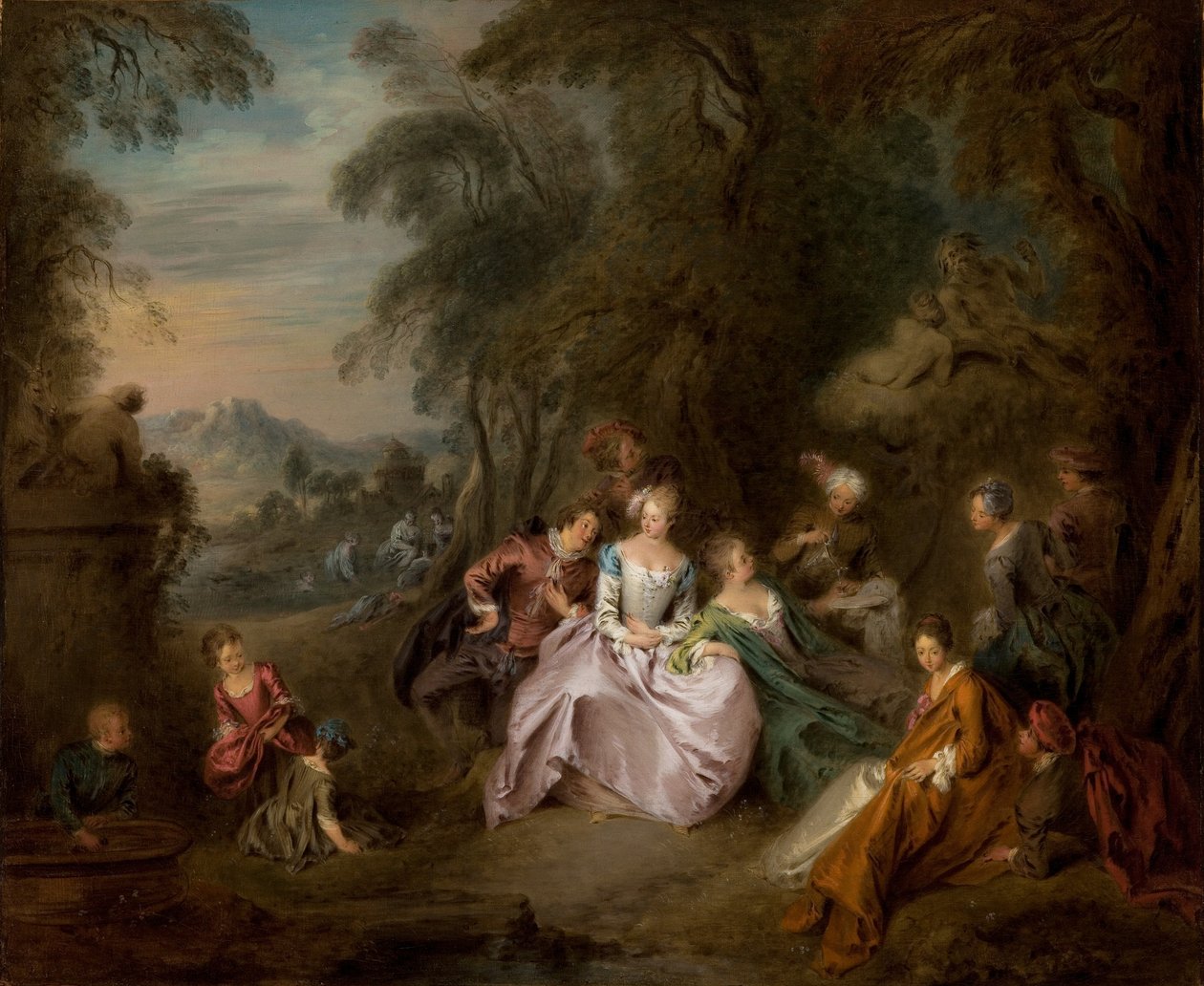 Lepo puistossa (öljy kankaalle) tekijältä Jean Baptiste Joseph Pater