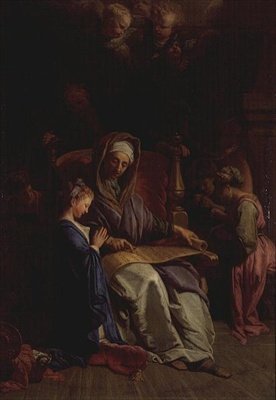 Pyhä Anna lukemassa Neitsytkääröä, n. 1700 (öljy kankaalle) tekijältä Jean Baptiste Jouvenet
