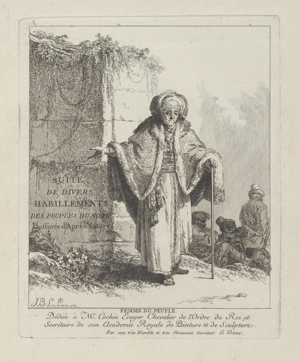Woman of the People, yksi levy julkaisusta "Miscellaneous Clothing of the Peoples of the North" tekijältä Jean Baptiste Le Prince