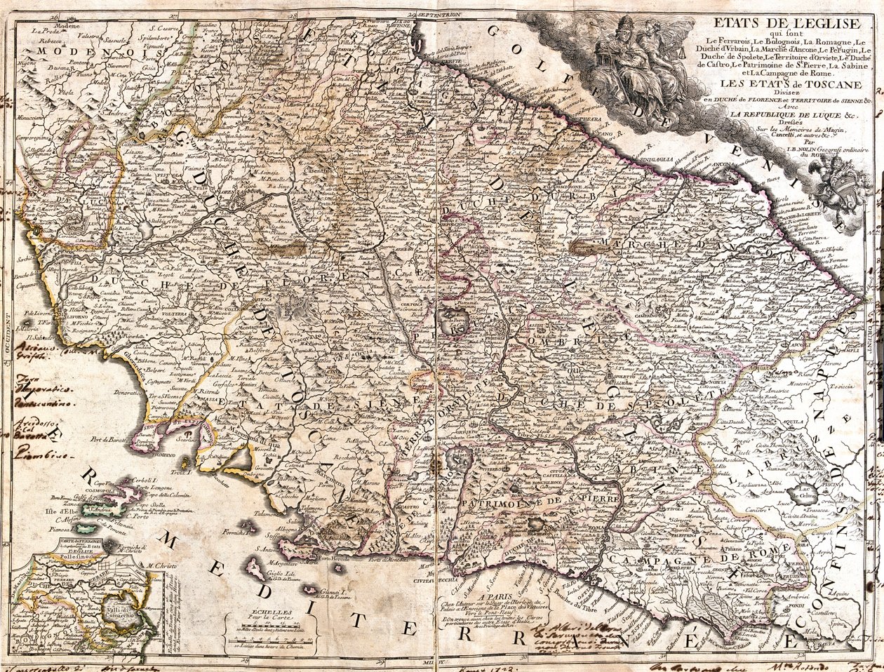 Emilia-Romagna, Toscana, Marche, Umbria, Abruzzo, Lazio, Italia. tekijältä Jean Baptiste Nolin