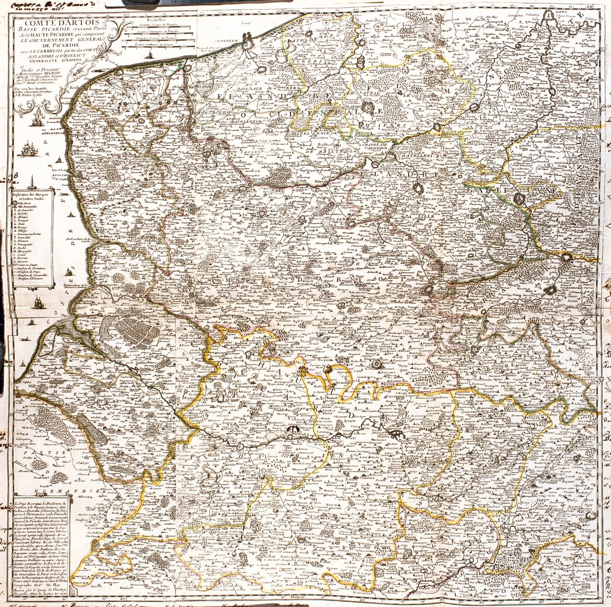 Ranska (alue: Nord-Pas-de-Calais, Ylä-Normandia, Picardia) Belgia (alue: Flanderi) tekijältä Jean Baptiste Nolin