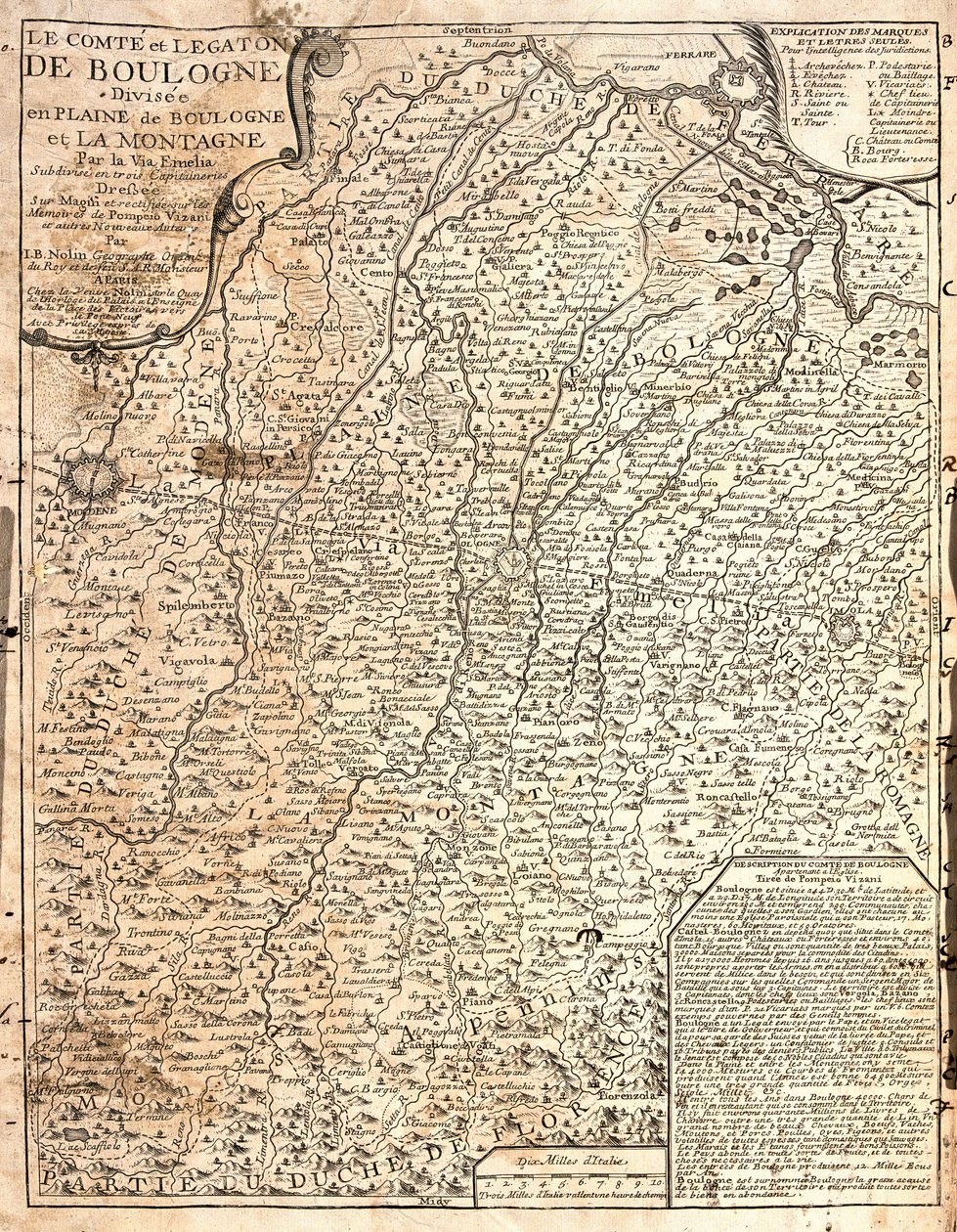 Kartta Boulognen kreivikunnasta (Ranska) (etsaus tekijältä Jean Baptiste Nolin
