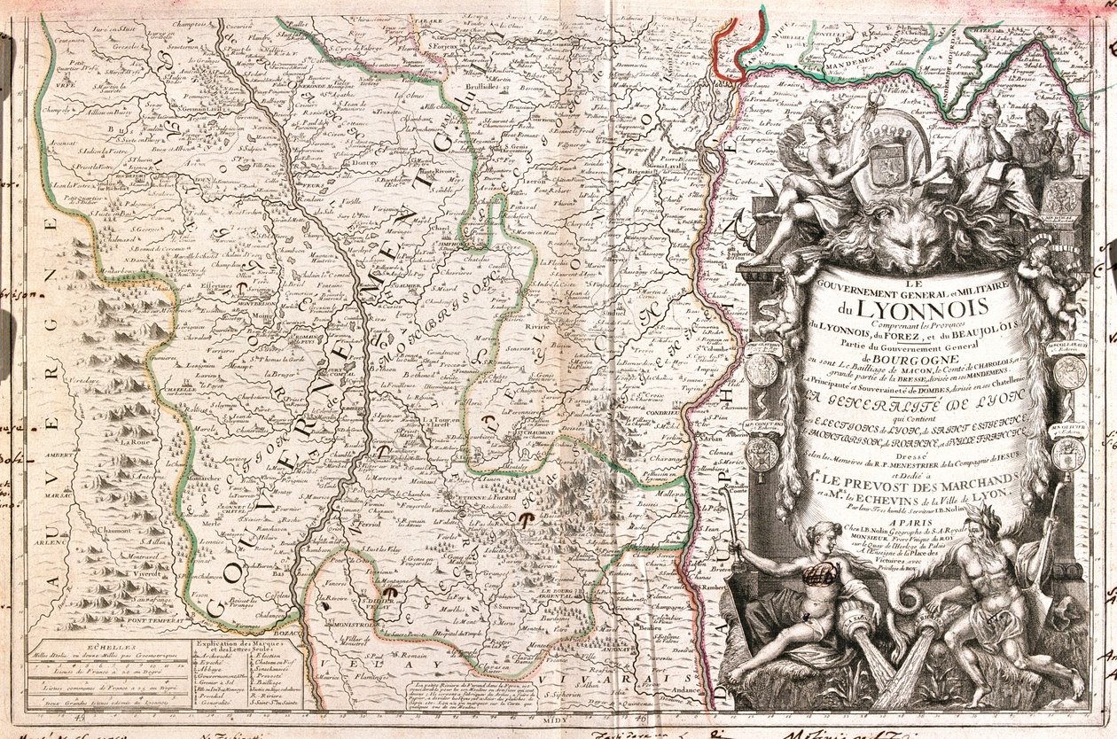 Rhône-Alpes, Auvergnen kaakkoisosa, Ranska tekijältä Jean Baptiste Nolin