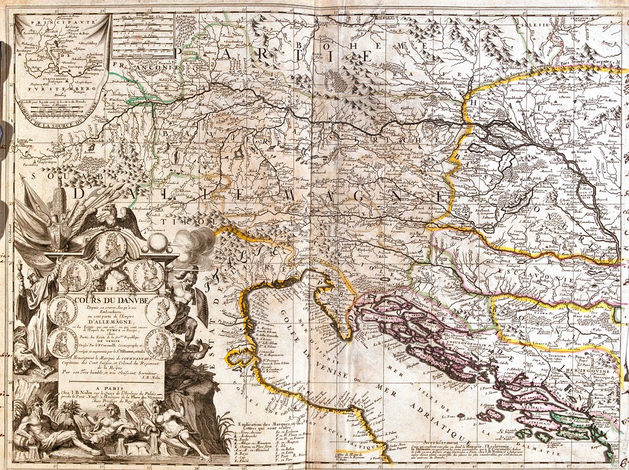 Kaakkois-Saksa, Etelä-Tšekki, Itävalta, Länsi-Slovakia, Länsi-Unkari, Slovenia, Kroatia, Bosnia ja Hertsegovina. tekijältä Jean Baptiste Nolin
