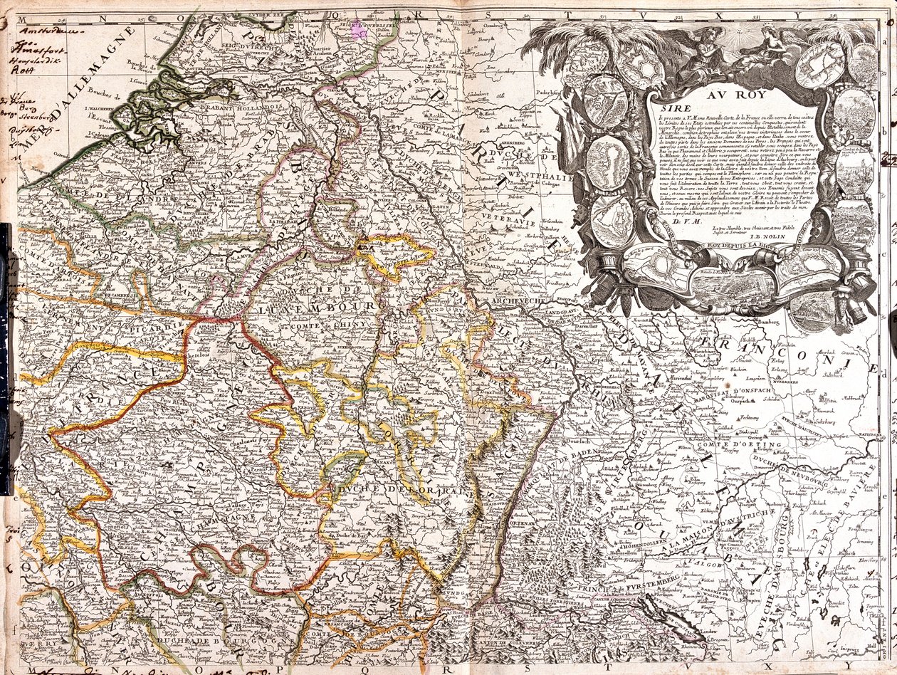 Etelä-Alankomaat, Belgia, Ranska (alue:  Jura, Basel-Stadt, Basel-Lapd, Solothurn, Aargau, Zürich, Sc. tekijältä Jean Baptiste Nolin