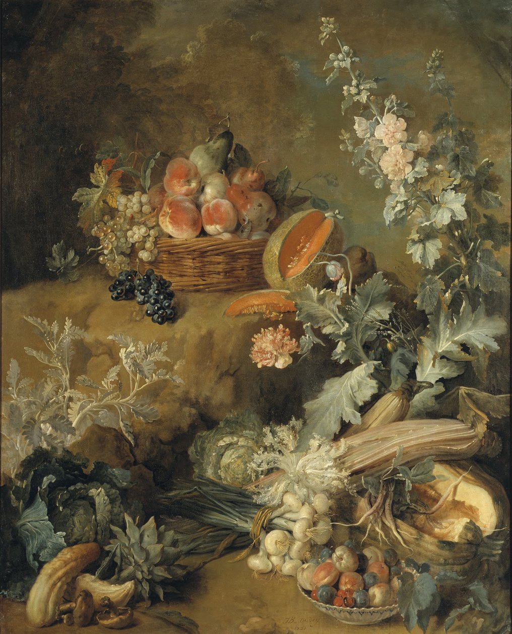Hedelmä- ja vihannesasetelma ("Maa") tekijältä Jean-Baptiste Oudry