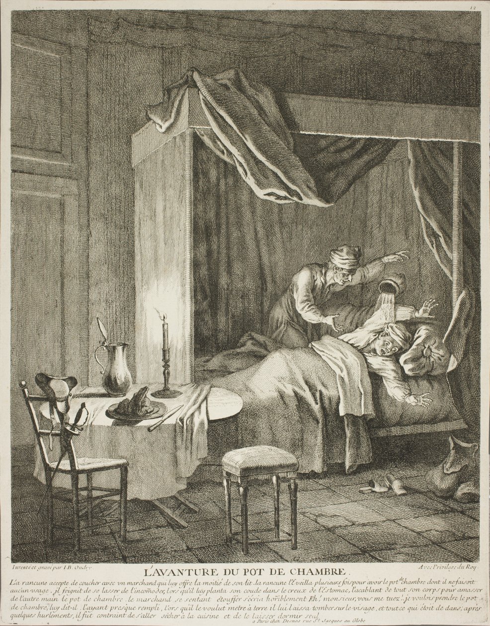 Kamaripannun seikkailu, neljäs levy teoksesta Scènes du Roman Comique. tekijältä Jean-Baptiste Oudry