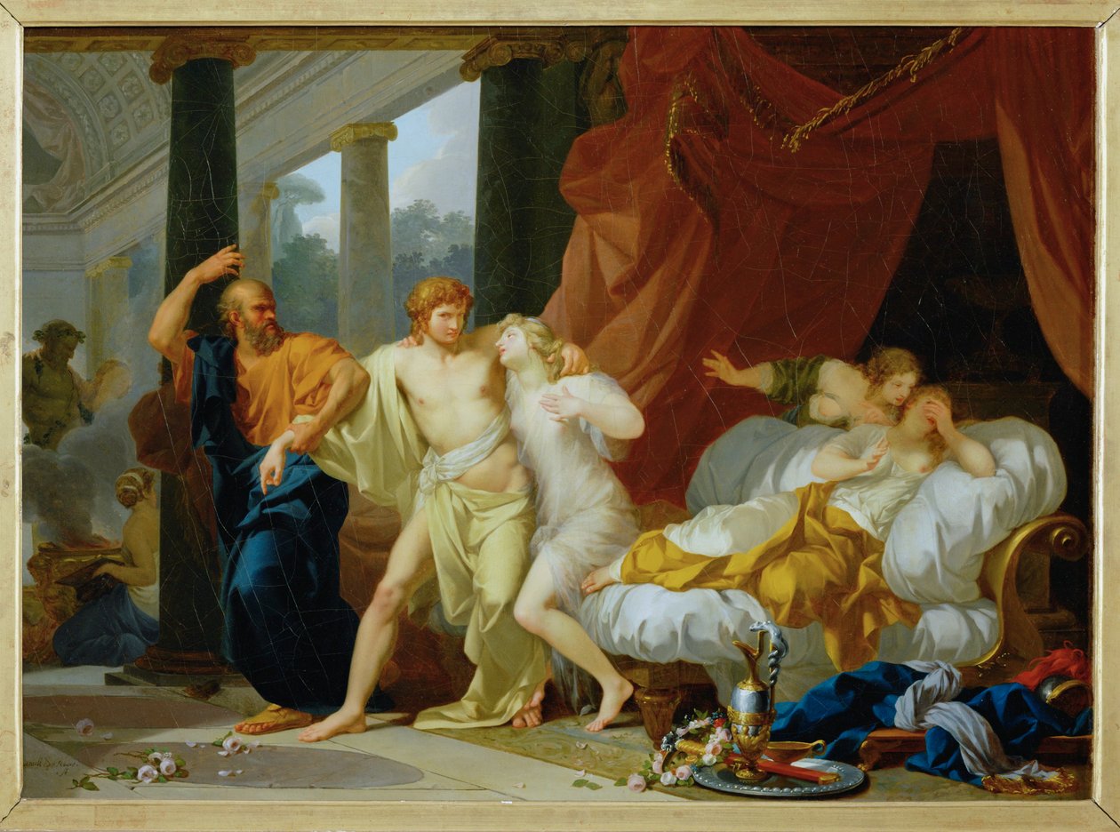 Socrate arrachant Alcibiade du sein de la Volupte - Socrates drags Alkibiades from the arms of voluptous pleasure ... tekijältä Jean Baptiste Regnault
