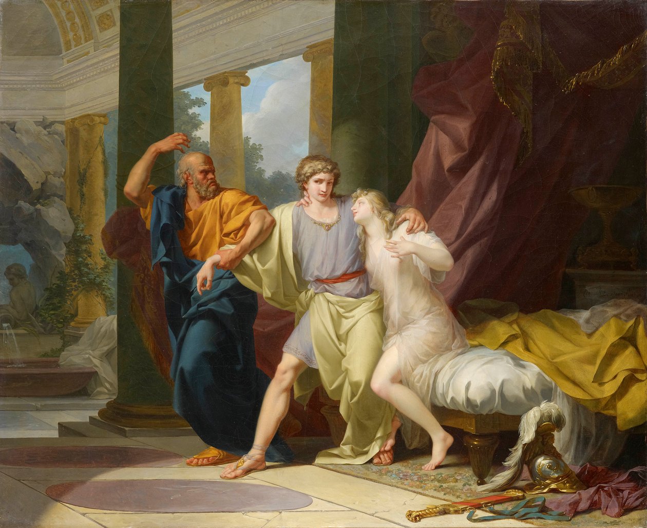 Sokrates repii pois Alkibiaden aistillisuuden syleistä tekijältä Jean Baptiste Regnault