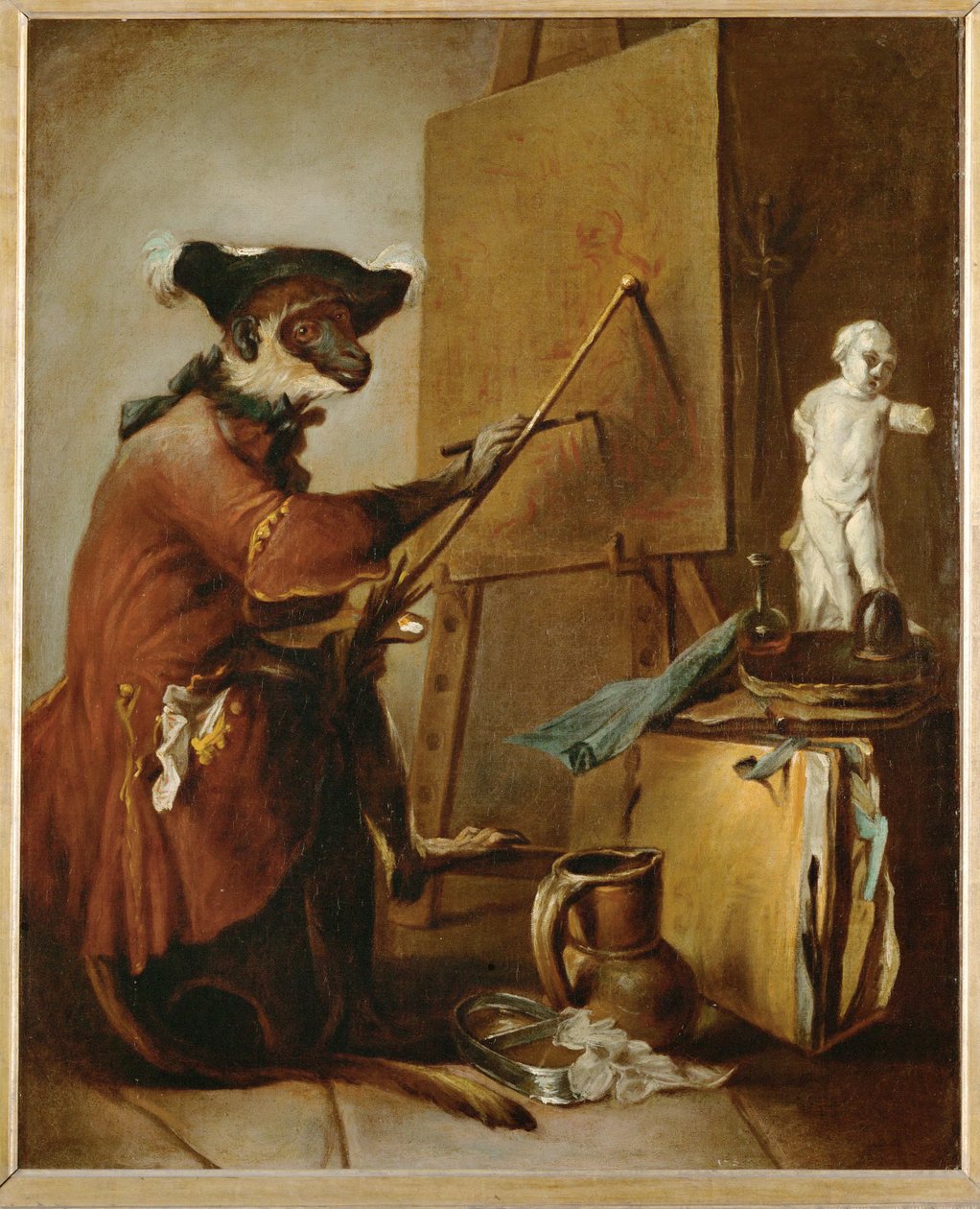 Le singe peintre - apina maalarina ... tekijältä Jean-Baptiste Simeon Chardin