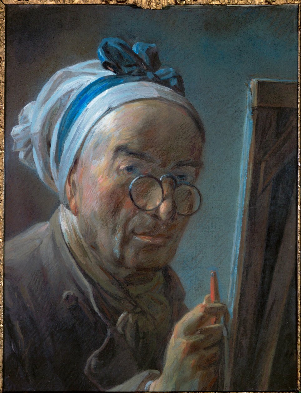 Chardinin omakuva, jossa on pince-nez ... tekijältä Jean-Baptiste Simeon Chardin