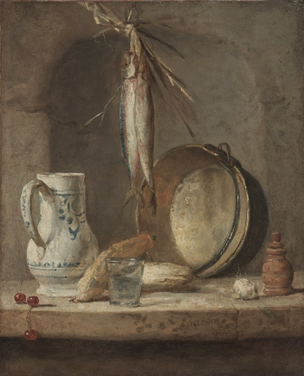 Asetelma silakkojen kanssa, n. 1735 (öljy kankaalle) tekijältä Jean Baptiste Simeon Chardin