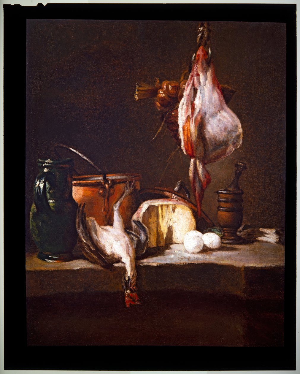 Keittiön pöytä raidalla tekijältä Jean Baptiste Simeon Chardin