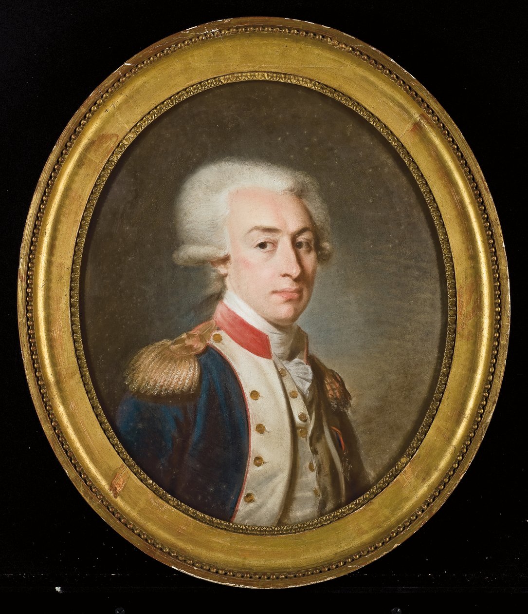 Marquis de La Fayetten muotokuva (pastelli paperille) tekijältä Jean Baptiste Weyler
