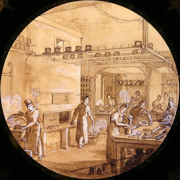 Suunnittelu sevres-lautaselle, Service des Arts Industrielsilta (kynä & muste korosteella) tekijältä Jean Charles Develly