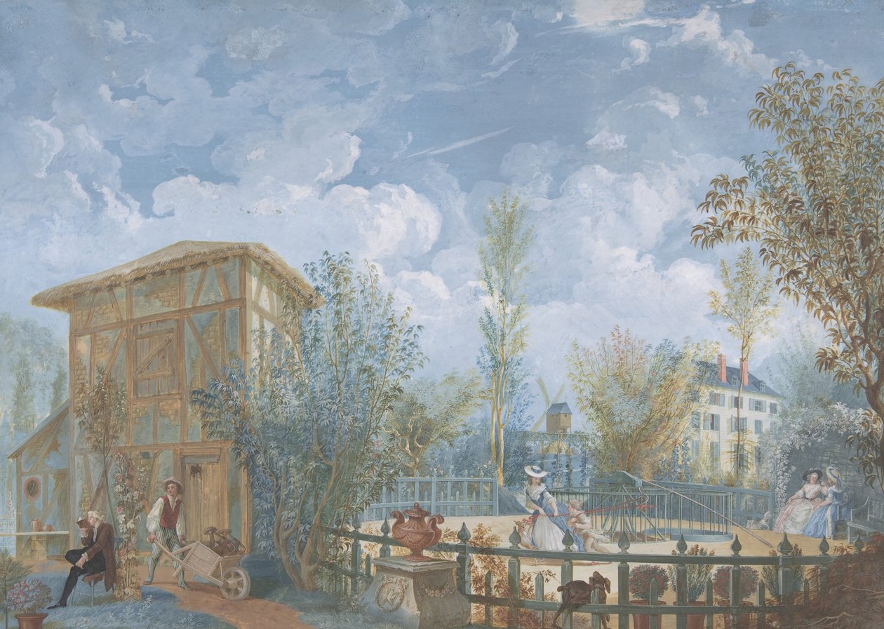 Figuurit puutarhassa, 1784 (guassi) tekijältä Jean Démosthène Dugourc