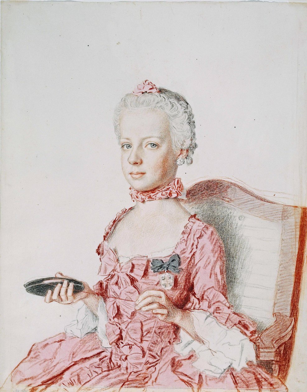 Marie Antoinette, Itävallan arkkiherttuatar - Jean-Etienne Liotard (1702-1789). Lyijykynä, akvarelli, pastelli paperille tekijältä Jean Étienne Liotard