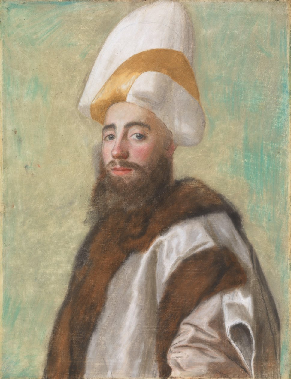 Suurvisiirin tai suurvisiiriksi pukeutuneen eurooppalaisen muotokuva, noin 1741 (pastelli pergamentille). tekijältä Jean Étienne Liotard