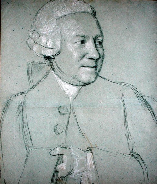 Muotokuva miehestä pitelemässä kirjaa (musta, valkoinen ja punainen liitu paperille) tekijältä Jean Étienne Liotard