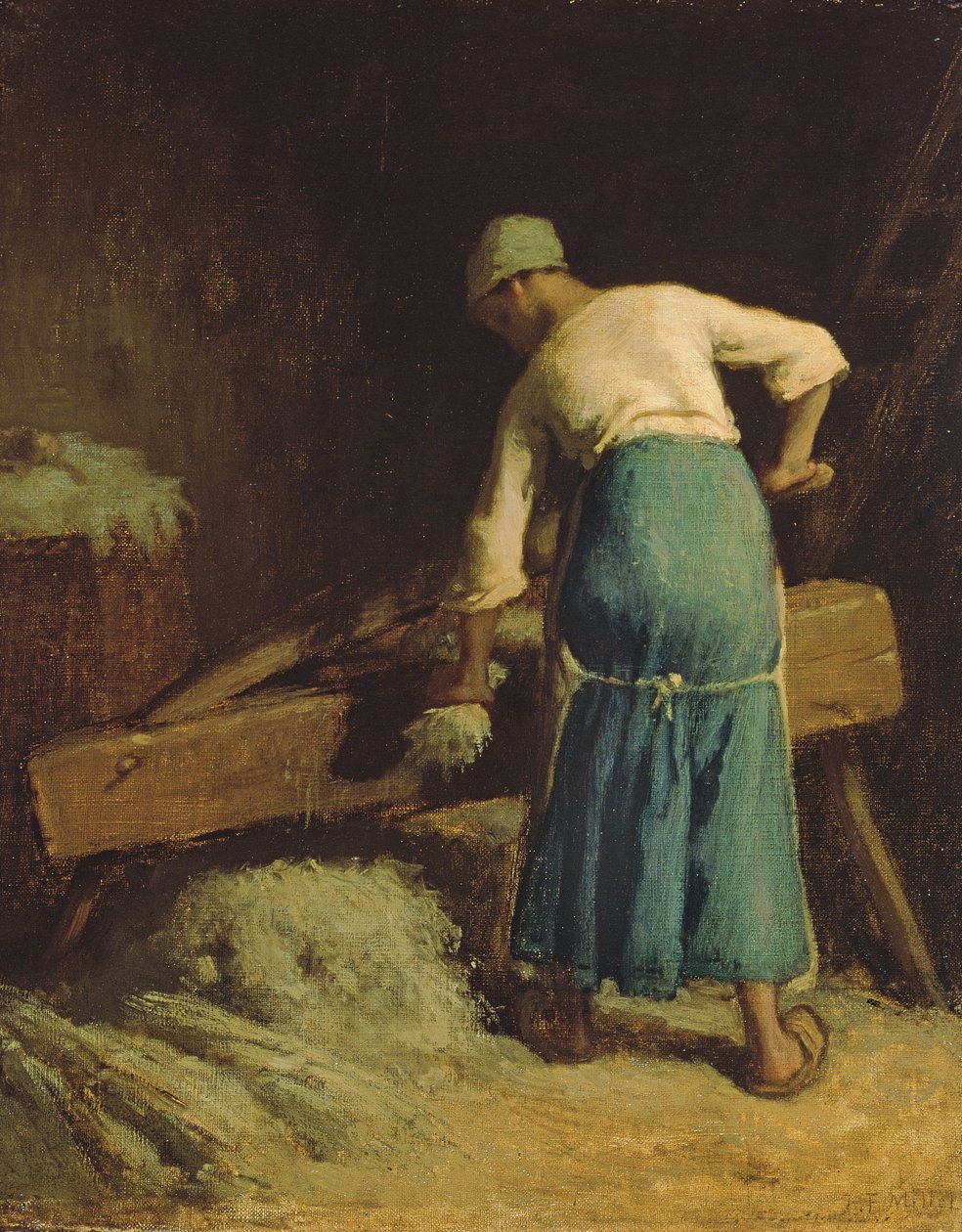 Pellavan katkaisu, noin 1850-51 tekijältä Jean Francois Millet