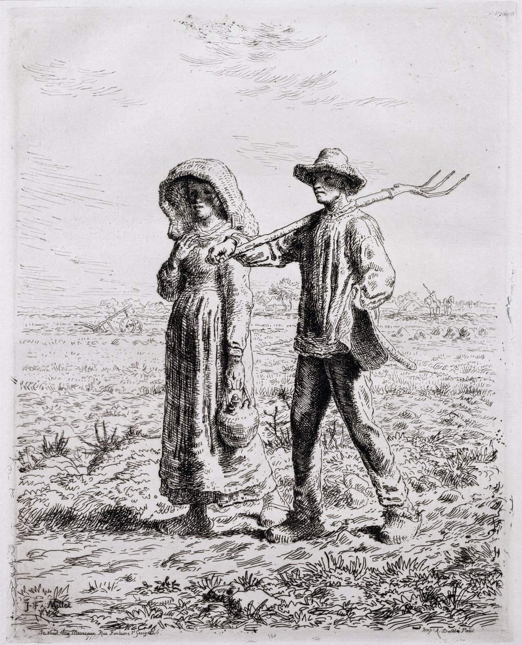 Lähdössä töihin, 1863 tekijältä Jean Francois Millet