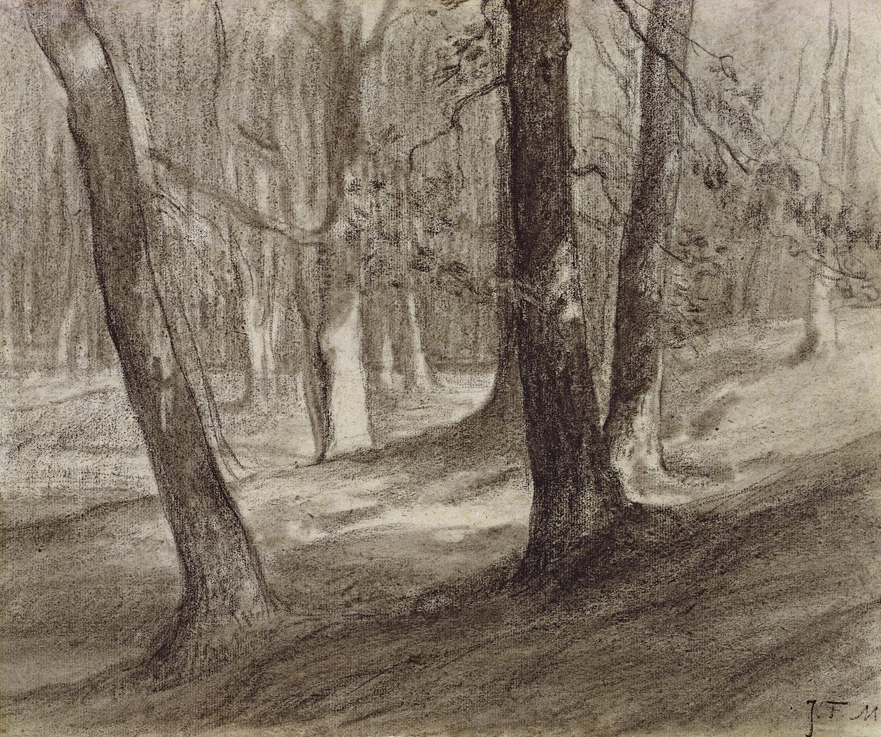 Puut metsässä (hiili) tekijältä Jean Francois Millet