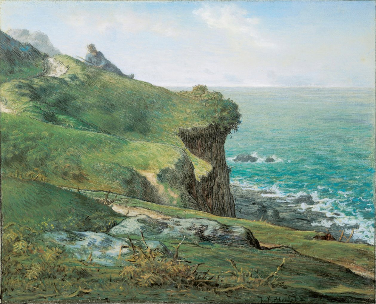 Cliffs at Greville par Millet, Jean Francois (1814-1875) tekijältä Jean Francois Millet