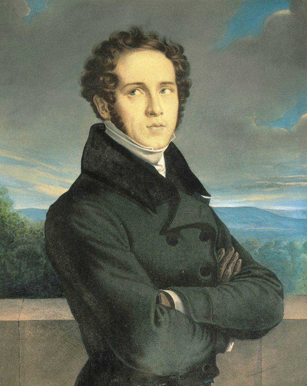 Italia, Milano, Italian oopperasäveltäjä Vincenzo Bellinin (1801 - 1835) muotokuva tekijältä Jean Francois Millet