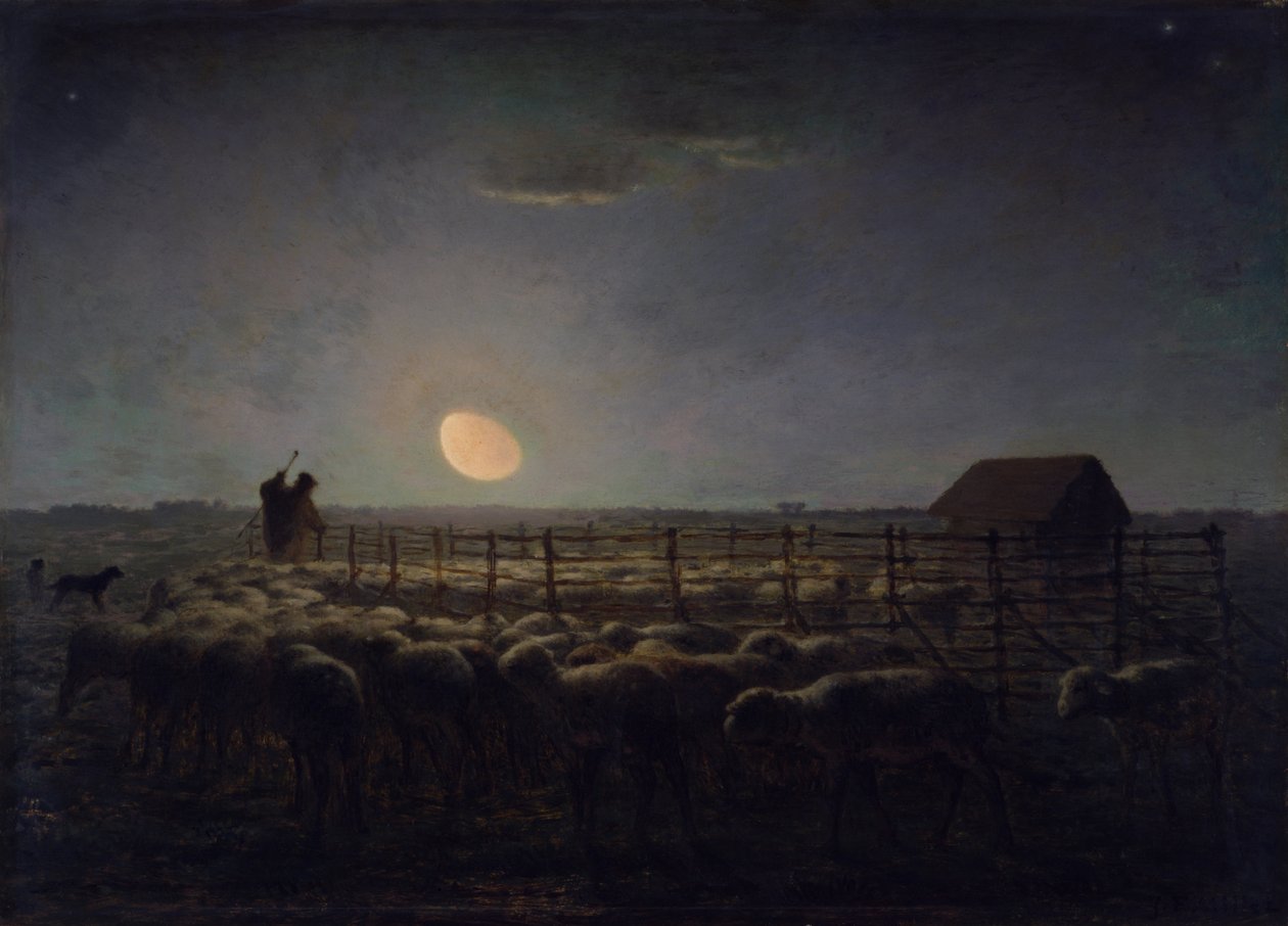 Lampaat, kuutamo tekijältä Jean Francois Millet