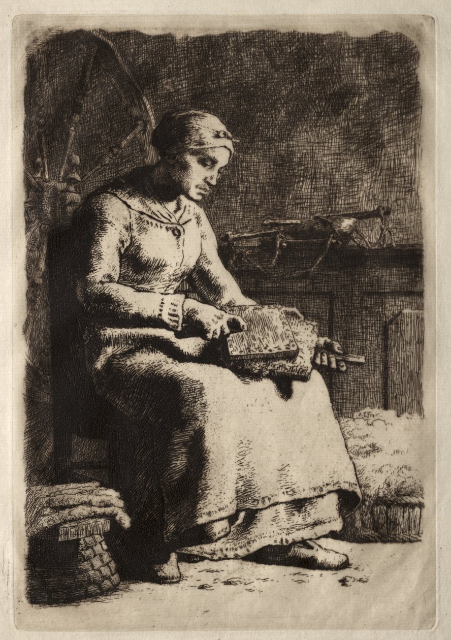 Nainen karstaus villaa tekijältä Jean-Francois Millet