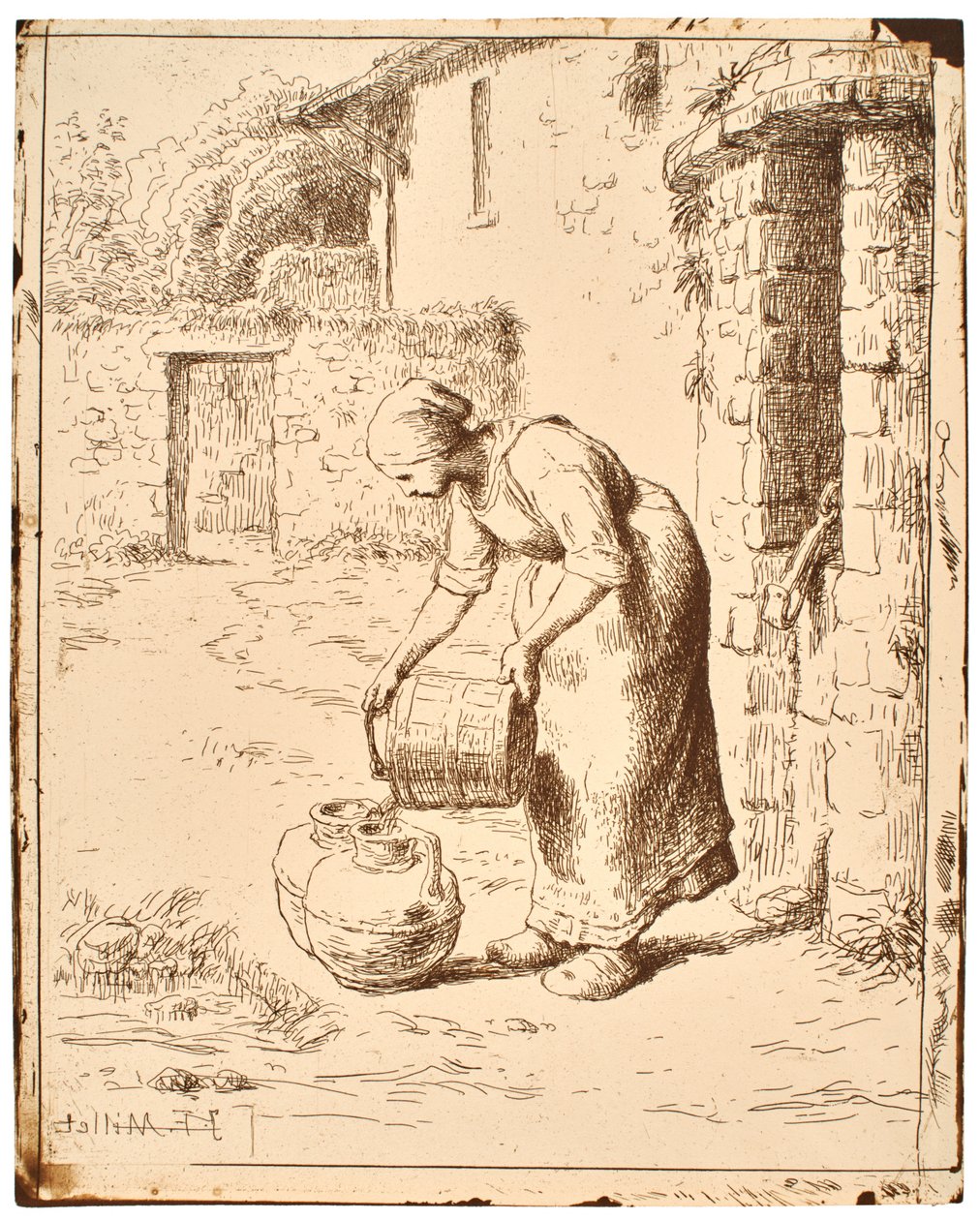 Frau leert einen Eimer tekijältä Jean-Francois Millet