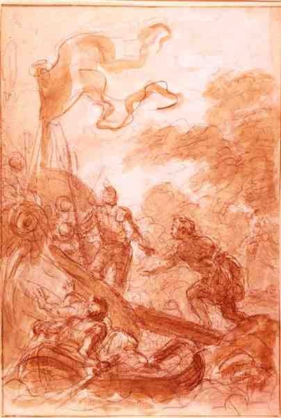 Orlando lähtee saarelta (liitu ja pesu paperille) tekijältä Jean Honore Fragonard